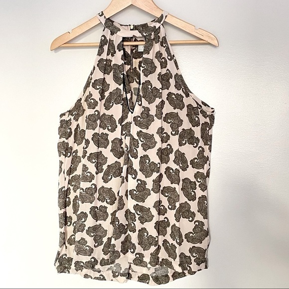 A.L.C. 100% Silk Lil White Paisley Sleeveless Top Zipper Back Size S - Picture 4 of 10